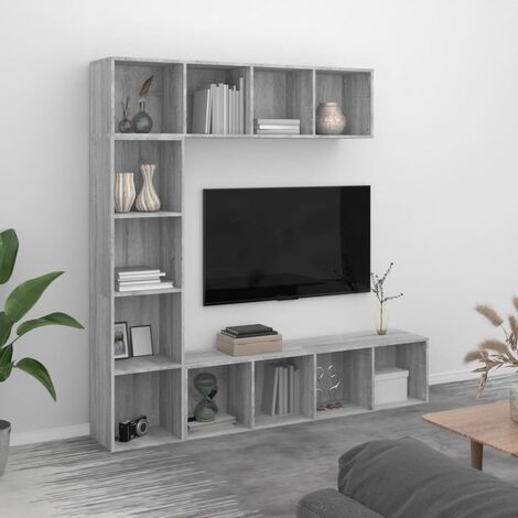 3 pcs Ensemble Bibliothèque, Étagères de Rangement, Séparateur de pièce, Meubles pour Dossier Sonoma gris 180x30x180 cm AXZ59644 (1/5)