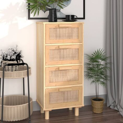 Buffet,Buffet Commode de salon/séjour Marron 40x30x90 cm Bois de pin massif et rotin naturel -TZ83666 (1/5)