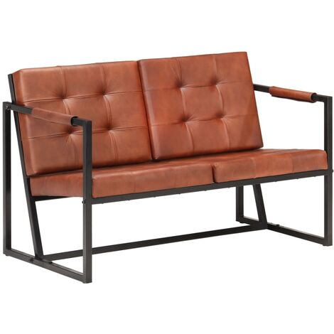 Canapé à 2 places,Sofa Style Moderne Marron Cuir de chèvre véritable -Q5410 (1/5)