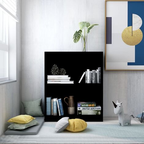 Bibliothèque, Étagère de Rangement, Meuble pour Dossier, Armoire de Rangement Noir 60x24x74,5 cm Bois d'ingénierie AXZ27582 (1/5)