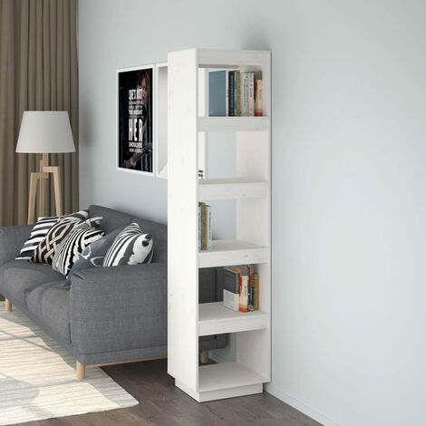 Bibliothèque, Étagère de Rangement, Séparateur de pièce, Meuble pour Dossier Blanc 40x35x167 cm Pin solide AXZ36530 (1/5)