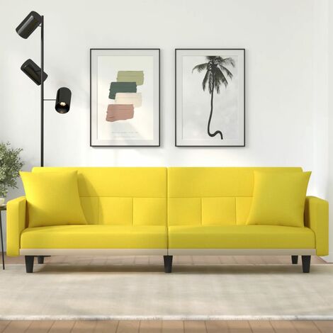 Canapé convertible,Canapé-lit,Clic Clac avec coussins jaune clair tissu -Q3955 (1/5)