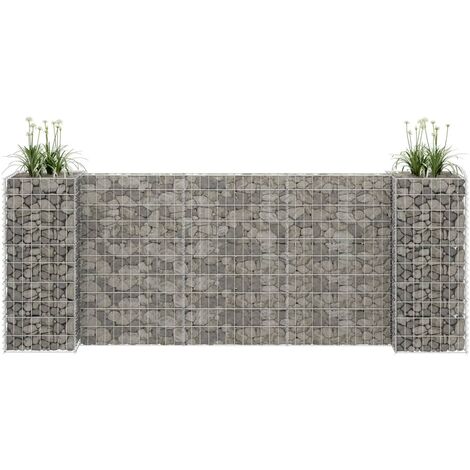 Jardinière, Pot de fleurs à gabion en H Fil d'acier 260x40x100 cm BVM21723 (1/5)