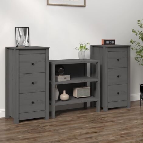 Lot de 2 Buffets Vintages,Enfilades Gris 40x35x80 cm Bois massif de pin -TZ20528 (1/5)