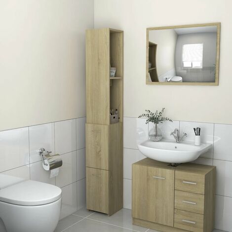 Meuble de salle de bain Armoire de salle de bain Chêne sonoma 25x25x170 cm Aggloméré (1/5)