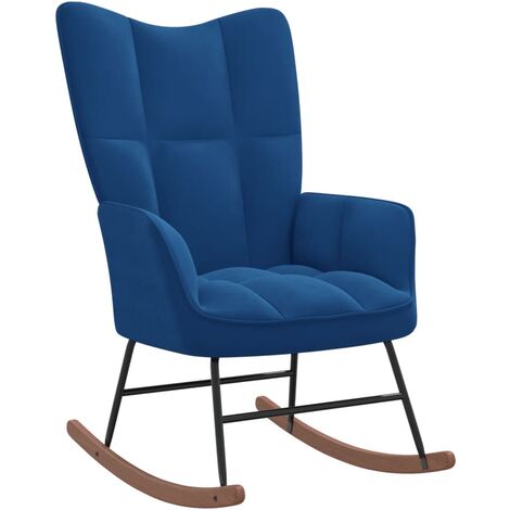 Chaise à bascule/Fauteuil à bascule,Grand confort Bleu Velours -FR83085 (1/5)