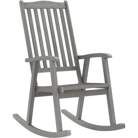 Chaise à bascule Fauteuil berçant - Chaise de salon avec coussins Gris Bois d'acacia massif BonneVie-15732 (1/5)