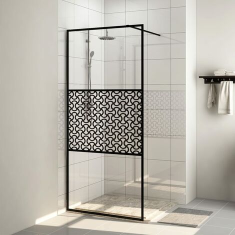 Paroi de douche,Écran de douche,Cloison de douche avec verre ESG transparent 90x195 cm Noir CNENE915576 (1/5)