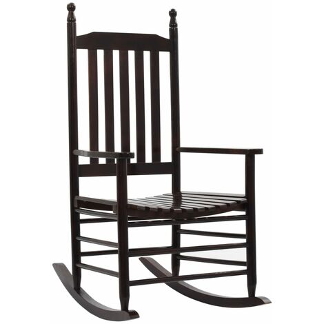 Chaise à bascule/Fauteuil à bascule,grand confort avec siège incurvé Marron Bois de peuplier -FR96729 (1/5)