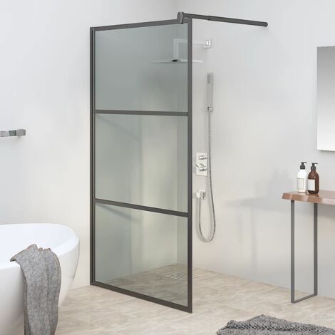 Paroi de douche,Paroi pour baignoire 115x195 cm Verre ESG foncé Noir -Q7521 (1/5)