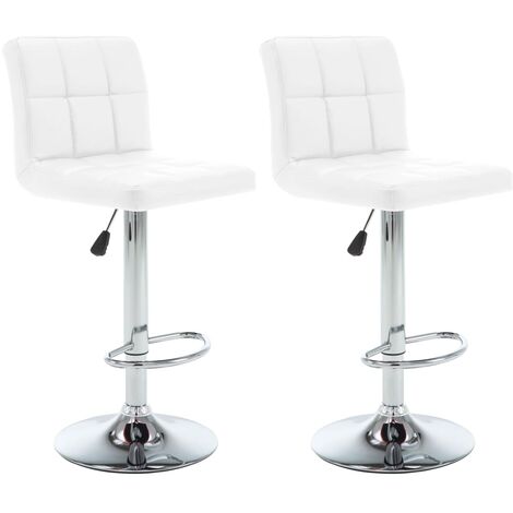 Lot de 2 Tabourets de bar,Chaises hautes de bar luxueuses blanc similicuir -34352 (1/5)