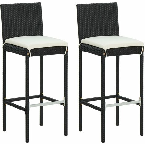 Lot de 2 Tabourets de bar de jardin,Chaises hautes de Jardin et coussins résine tressée -98182 (1/5)
