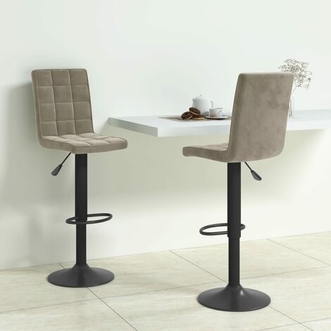 Lot de 2 Tabourets de bar,Chaises hautes de bar luxueuses gris clair velours -96990 (1/5)