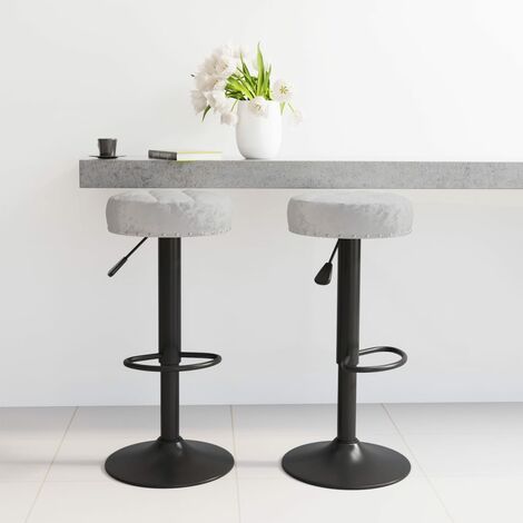 Lot de 2 Tabourets de bar,Chaises hautes de bar luxueuses gris velours -34909 (1/5)