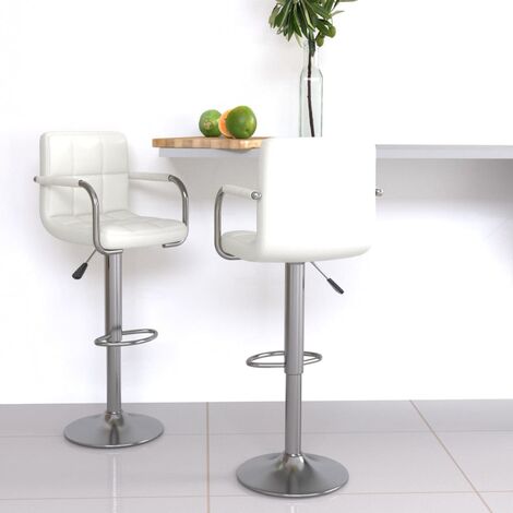 Lot de 2 Tabourets de bar,Chaises hautes de bar luxueuses blanc similicuir -87491 (1/5)