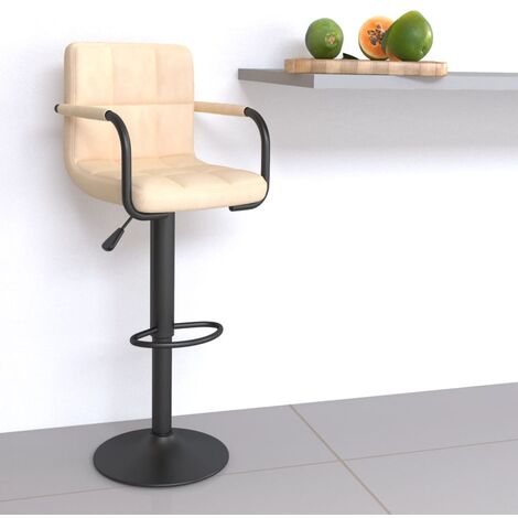 Tabouret de bar Tabouret Haut Chaise de Bar Siège de Cuisine Crème Velours HBTD539978 (1/5)