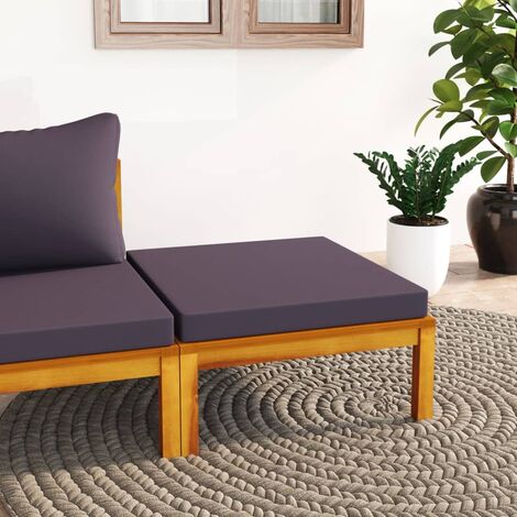 Repose-pied,Pouf Tabouret pour Maison Salon Chambre avec coussin gris foncé Bois d'acacia massif -BV73053 (1/5)