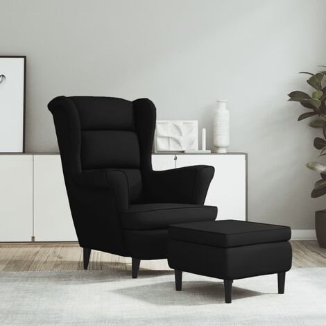 Fauteuil à oreilles avec tabouret,Fauteuil Salon,Chaise Loisir et Repos Noir Velours FNNF288893 (1/5)