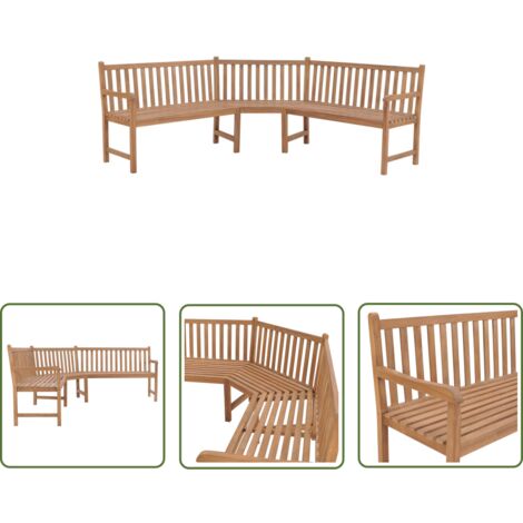 The Living Store Banc d'angle de jardin 185x185x90 cm bois de teck solide - Banc De Jardin - Banc D'angle - Mobilier De Jardin - Teck - Chaise Longue Extérieure (1/5)
