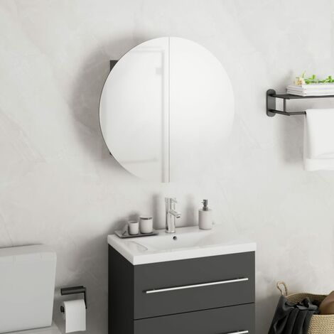 Armoire de salle de bain miroir Meuble de salle de bain rond et LED Gris 40x40x17,5 cm 92503 (1/5)