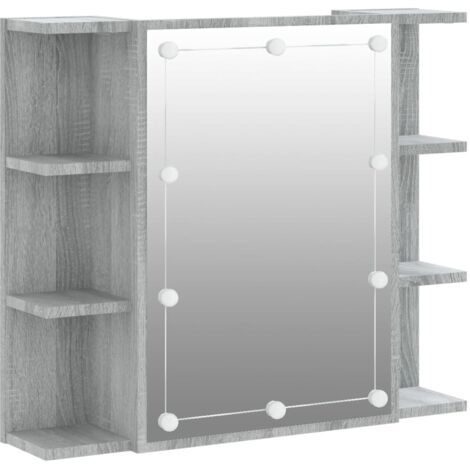 Armoire à miroir de Salle de bain,Meuble de Rangement magnifique,meuble-lavabo avec LED Sonoma gris 70x16,5x60 cm -23659 (1/5)