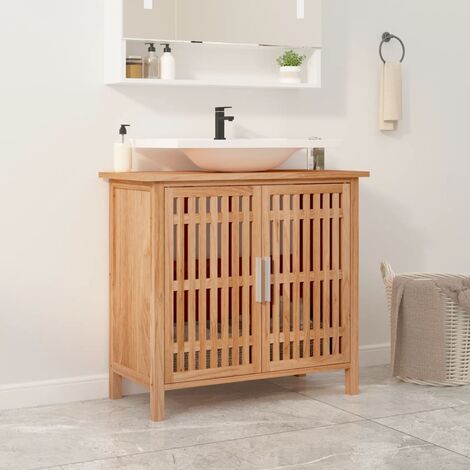 Meuble de salle de bain Vintage,Aromire de rangement Toilette 66x29x61,5 cm Bois massif de noyer -77247 (1/5)
