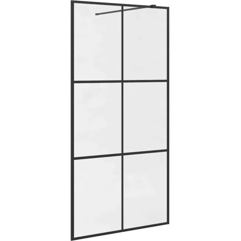 Paroi de douche,Paroi pour baignoire avec verre ESG transparent 100x195 cm Noir -Q5160 (1/5)