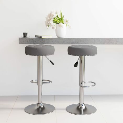 Lot de 2 Tabourets de bar Tabourets Chaises Hauts pour Cuisine, Bar gris foncé tissu -QS12710 (1/5)