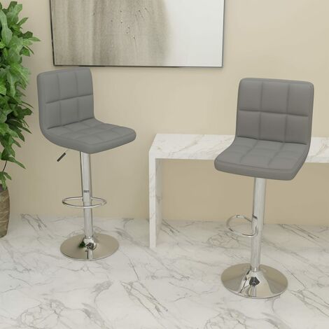 Lot de 2 Tabourets de bar,Chaises hautes de bar luxueuses gris clair tissu -75543 (1/5)