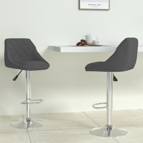 Lot de 2 Tabourets de bar,Chaises hautes de bar luxueuses gris foncé velours -59552 (1/5)