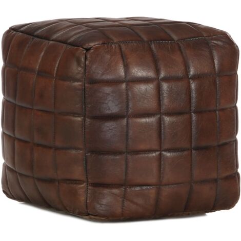 Pouf,Tabouret basse,Repose-pieds 40 x 40 x 40 cm Marron foncé Cuir véritable de chèvre CNENE924769 (1/5)