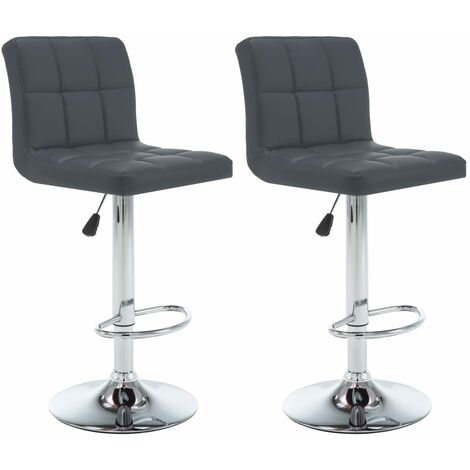 Lot de 2 Tabourets de bar,Chaises hautes de bar luxueuses gris similicuir -49728 (1/5)
