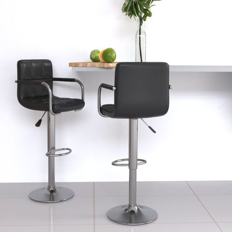 Lot de 2 Tabourets de bar,Chaises hautes de bar luxueuses noir similicuir -53524 (1/5)