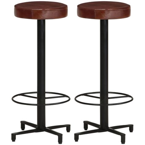 Lot de 2 Tabourets de bar,Chaises hautes de bar luxueuses 76 cm cuir véritable -90042 (1/5)