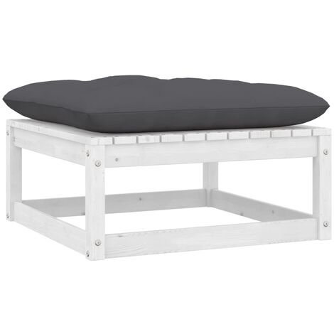 Repose-pied de jardin,Tabouret Bas avec coussin Blanc Bois de pin massif -BV34520 (1/5)
