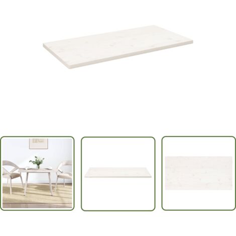 The Living Store Dessus de table blanc 100x50x2,5 cm bois de pin massif - Dessus De Table - Plateau De Table - Table Basse - Table D'appoint - Table En Bois (1/5)