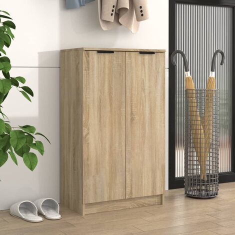 Meuble à Chaussures Armoire à Chaussures Meuble d'entrée Chêne sonoma 59x35x100cm Bois d'ingénierie 66029 (1/5)