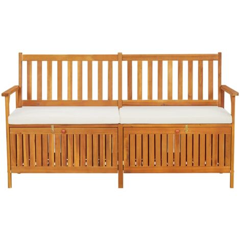 Banc de rangement avec coussin 170 cm Bois d'acacia solide (1/5)