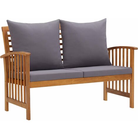 Banc de jardin meuble de patio d'extérieur terrasse avec coussins 119 x 67 x 83 cm bois solide d'acacia (1/5)