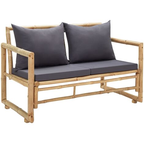Banc de jardin Banquette de jardin Siège/Chaise avec coussins 115 cm Bambou BTEB45386 (1/5)
