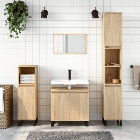 Meuble de Rangement Toilette,Armoire de bain chêne sonoma 58x33x60 cm bois d'ingénierie -34837 (1/5)