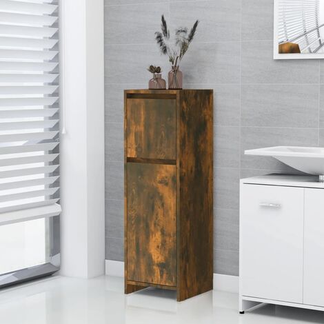 Armoire de bain Armoire de rangement Placard de Rangement Toilettes Chêne fumé 30x30x95 cm Bois d'ingénierie RTJEX987666 (1/5)
