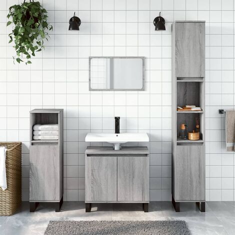 Armoire de bain, Meuble de Salle de Bain, Meuble de Rangement sonoma gris 58x33x60 cm bois d'ingénierie HYB66034 (1/5)