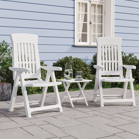 2 pcs Chaises inclinables, Chaises à dîner, Fauteuils de jardin blanc PP BGT79450