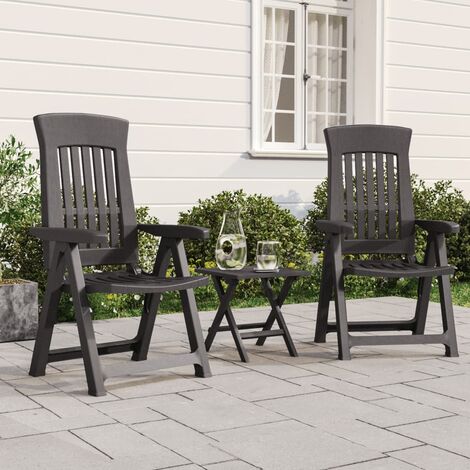 2 pcs Chaises inclinables, Chaises à dîner, Fauteuils de jardin anthracite PP BGT70930 (1/5)