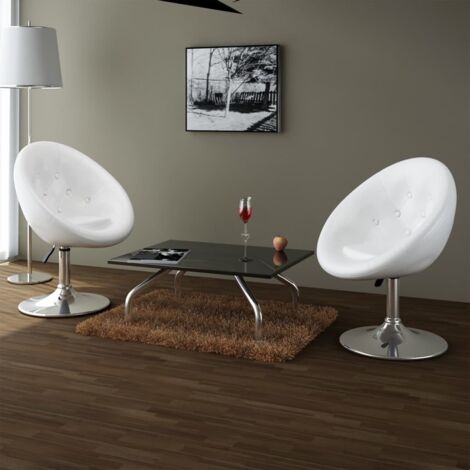 Lot de 2 Tabourets de bar Style Contemporain  Chaises de bar Blanc Similicuir 15922