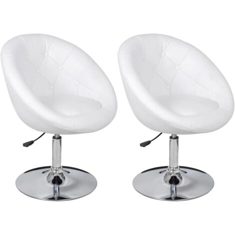 Lot de 2 Tabourets de bar Style Contemporain  Chaises de bar Blanc Similicuir 15922
