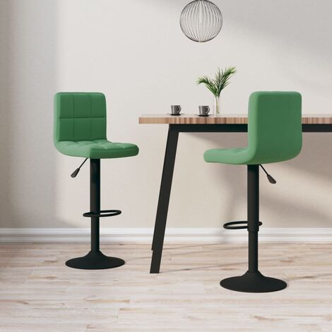 Lot de 2 Chaises de bar Tabourets de bar - Tabouret Haut Vert foncé Velours BV801105 - BonneVie (1/5)