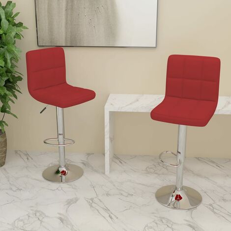 Lot de 2 Tabourets de bar,Chaises hautes de bar luxueuses rouge bordeaux tissu -62263 (1/5)