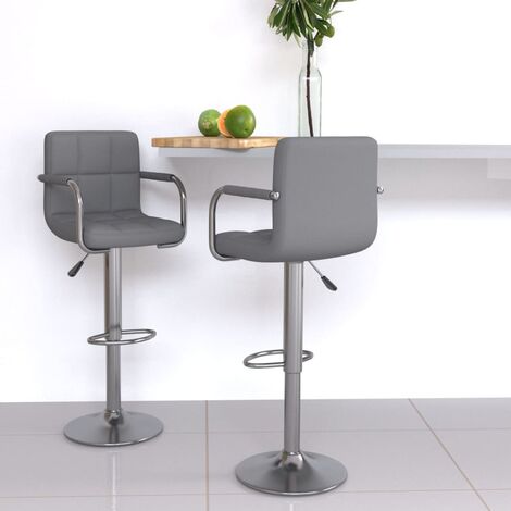 Lot de 2 Tabourets de bar,Chaises hautes de bar luxueuses gris similicuir -39570 (1/5)